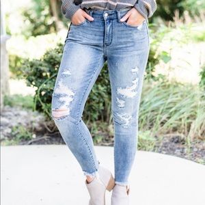 Judy Blue Medium Wash Distressed Skinny Jeans